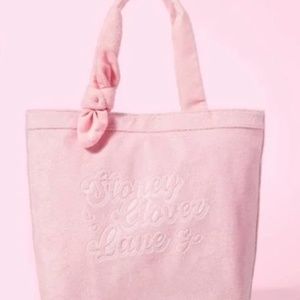 NEW STONEY CLOVER LANE X TARGET Pink Terry Cloth Embossed Beach Tote Bag